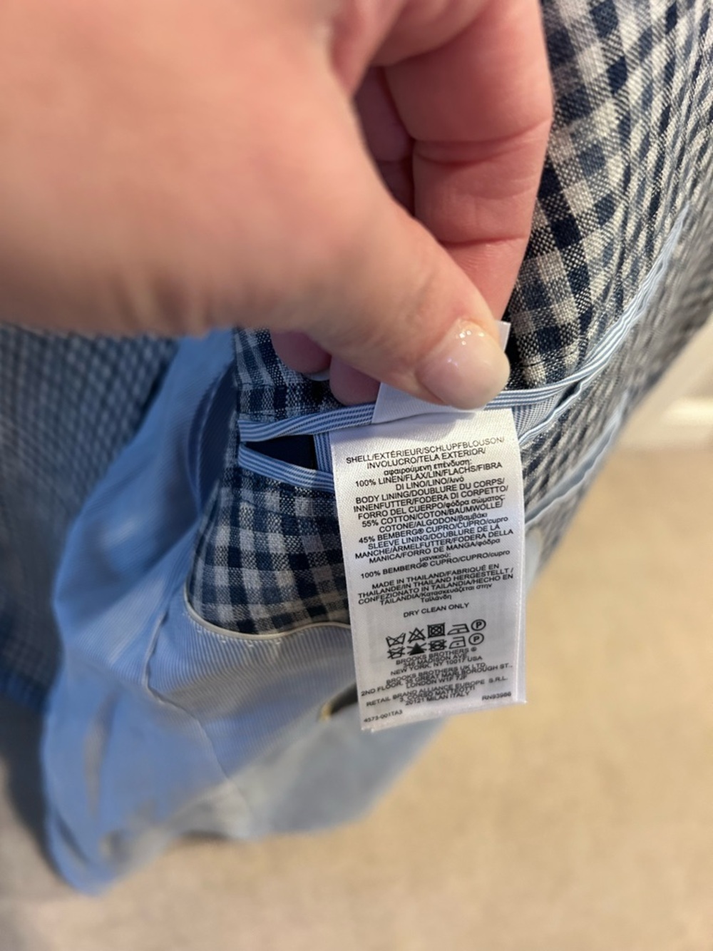 Brooks Brothers Navy and White Check Sport Coat - linen - Picture 5 of 6